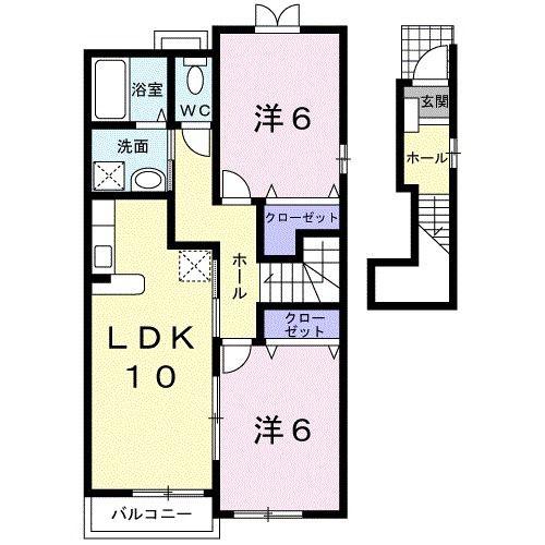 アーバインストリーム(2LDK/2階)の間取り写真