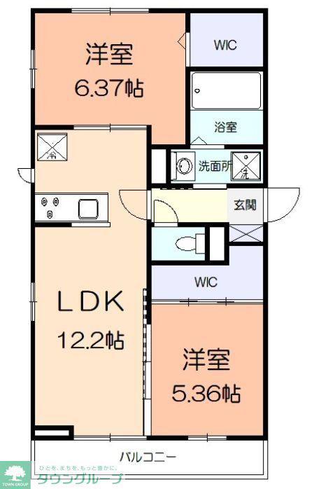 COURT ESPERANZA(2LDK/1階)の間取り写真