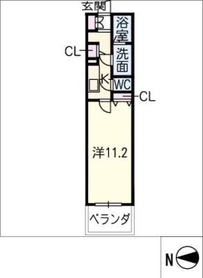 キャッスル常滑(1K/4階)の間取り写真