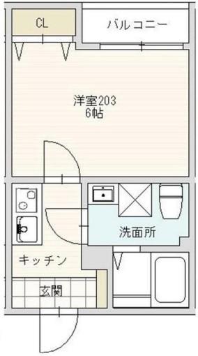 アーバンブルー高砂(1K/2階)の間取り写真