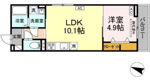 JR常磐線 金町駅 徒歩30分 3階建 新築(1LDK/2階)の間取り写真