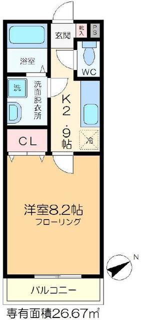 KNハウス五反野A(1K/1階)の間取り写真