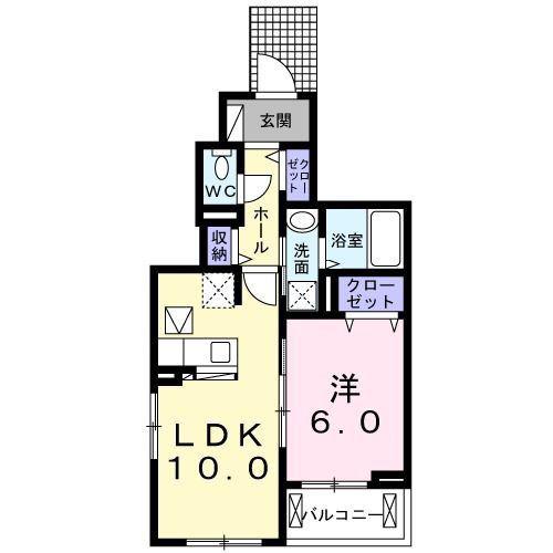 ハレレア59(1LDK/1階)の間取り写真