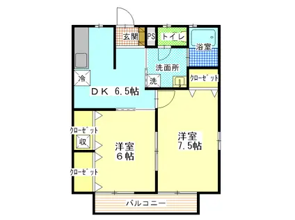 アイ・メゾンK(2DK/1階)の間取り写真