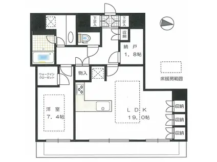 カテリーナ三田タワースイートイーストアーク(1LDK/16階)の間取り写真
