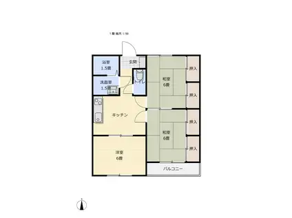 野地コーポ5号棟(3DK/2階)の間取り写真