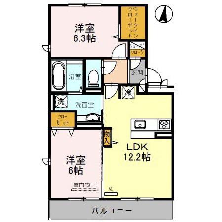 アルカディア(2LDK/3階)の間取り写真
