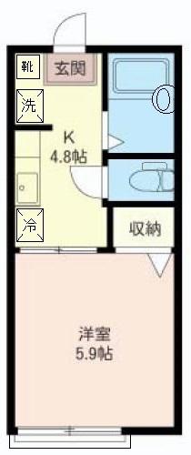 パークハイツ(1K/2階)の間取り写真