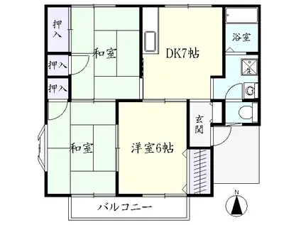 ロイヤルクレスI番館(3DK/2階)の間取り写真