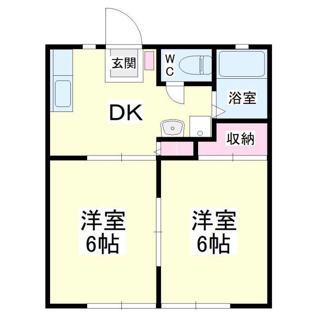 サンビレッジOGASA D棟(2DK/1階)の間取り写真