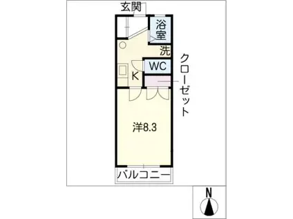 レークハヤIII(1K/1階)の間取り写真