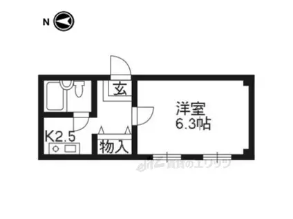 上賀茂松柏(1K/3階)の間取り写真
