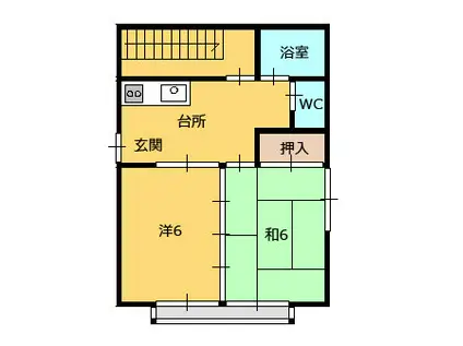 コーポ橘(2DK/2階)の間取り写真