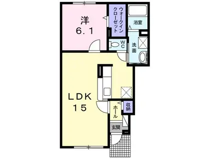 ビリーブグットIV(1LDK/1階)の間取り写真
