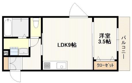 エルバフ(1LDK/2階)の間取り写真