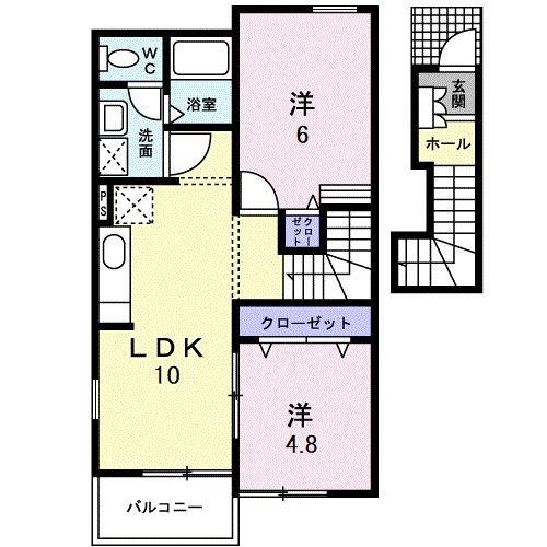 ポラリス弐番館(2LDK/2階)の間取り写真