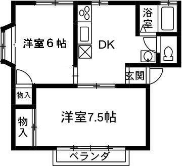 エクセル(2DK/1階)の間取り写真