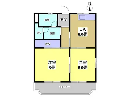 トラストマンション(2DK/1階)の間取り写真