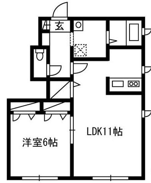 エスフロント(1LDK/1階)の間取り写真