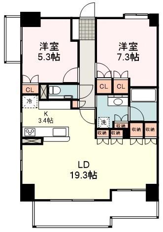 メゾン・グランツ清水万世町(2LDK/8階)の間取り写真
