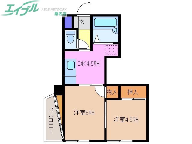 コンフォート小畑マンション(2DK/2階)の間取り写真