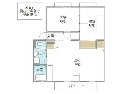 ハーモニープラザ見和 B(2LDK/2階)の間取り写真