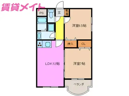 GOOD TOWN(2LDK/1階)の間取り写真