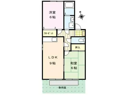 ガーデニアII(2LDK/1階)の間取り写真