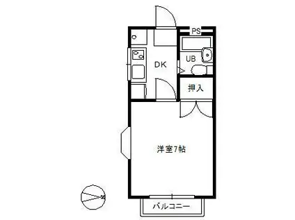 東雲ハイツ(1K/1階)の間取り写真