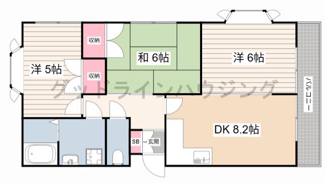 フラワーコート(3LDK/2階)の間取り写真