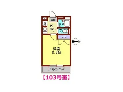 グラテース(1K/1階)の間取り写真