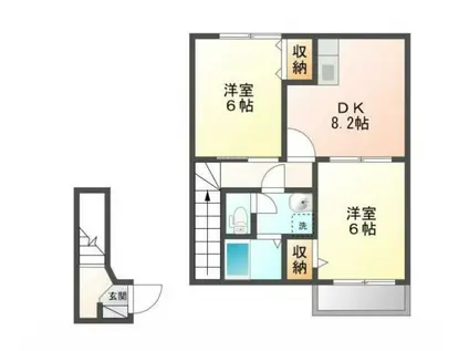 シャン・ド・フルールB(2DK/2階)の間取り写真