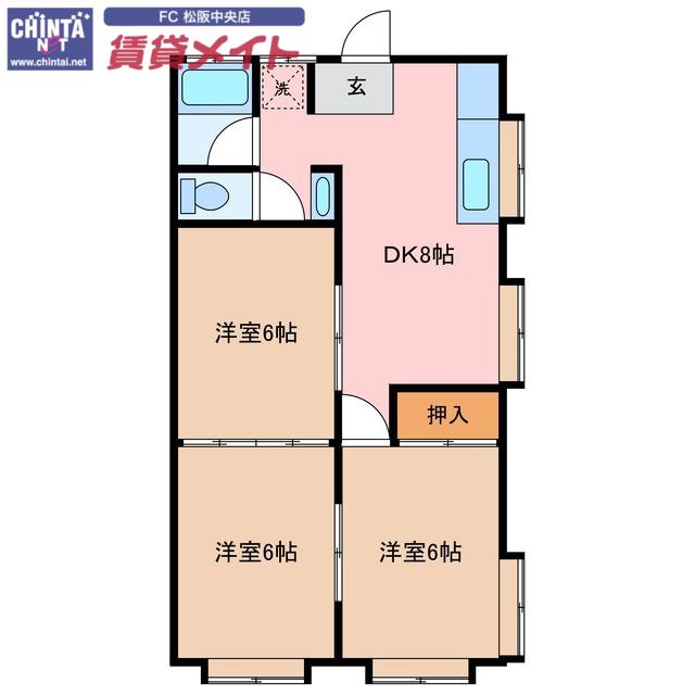 五反田ハウス(3DK/1階)の間取り写真
