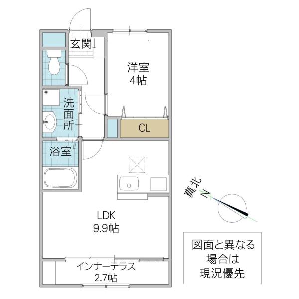 OLIVE(1LDK/1階)の間取り写真