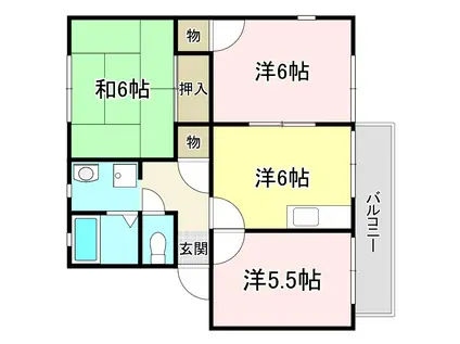 フジハイツ垣ノ内(3DK/1階)の間取り写真
