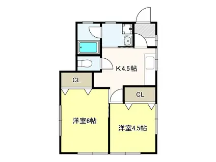 ウィスティアリア(2K/1階)の間取り写真