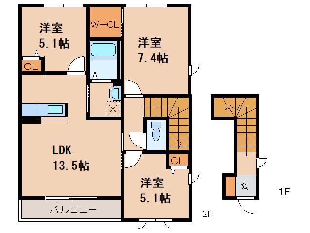 MASTCOURT秋葉(3LDK/2階)の間取り写真