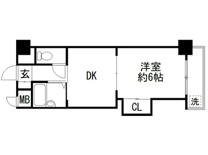 正雀グランドハイツ北(1DK/2階)の間取り写真