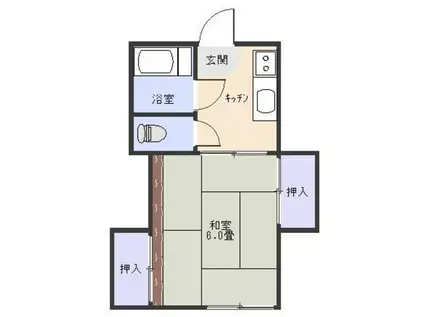 双葉ハイツ(1K/2階)の間取り写真