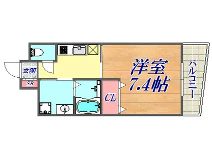 CITYSPIRE神戸元町1(1K/13階)の間取り写真