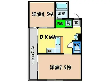 メゾンパルクNS(2DK/2階)の間取り写真