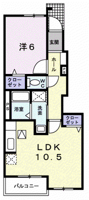 プラシード(1LDK/1階)の間取り写真