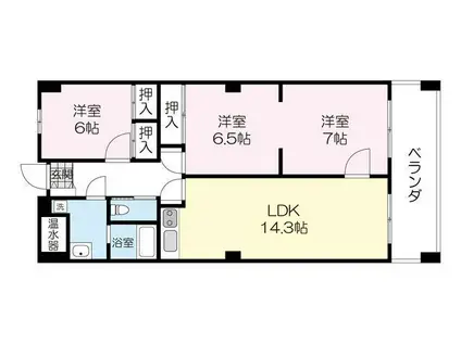 アーバンスクエア五橋(2LDK/4階)の間取り写真
