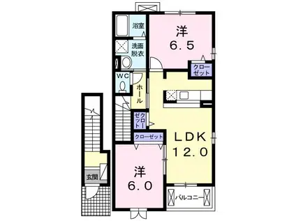 しなの F(2LDK/2階)の間取り写真
