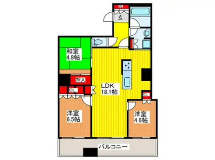 サンマークスだいにち ジアスタワーレジデンス(3LDK/16階)の間取り写真