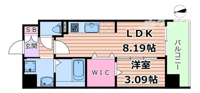 WORVE吹田江坂(1LDK/8階)の間取り写真