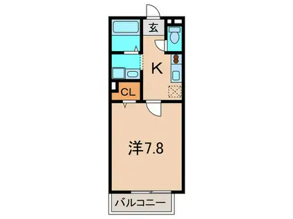 ディーフレア南本町(1K/2階)の間取り写真