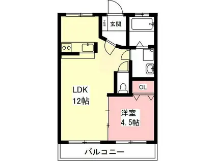 中秀ビル(1LDK/4階)の間取り写真