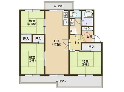 新多聞第3211号棟(3LDK/5階)の間取り写真