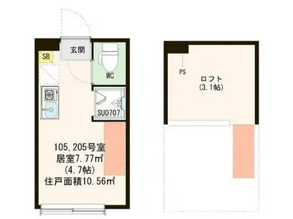 ハーモニーテラス桜上水III(ワンルーム/1階)の間取り写真